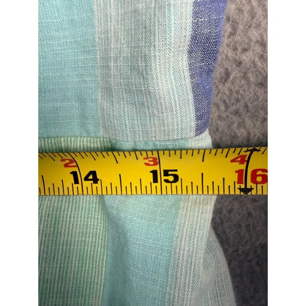 Talbots 4 Beachcomber Stripe Sleeveless Midi Dress Fit Flare 100% Cotton Pockets